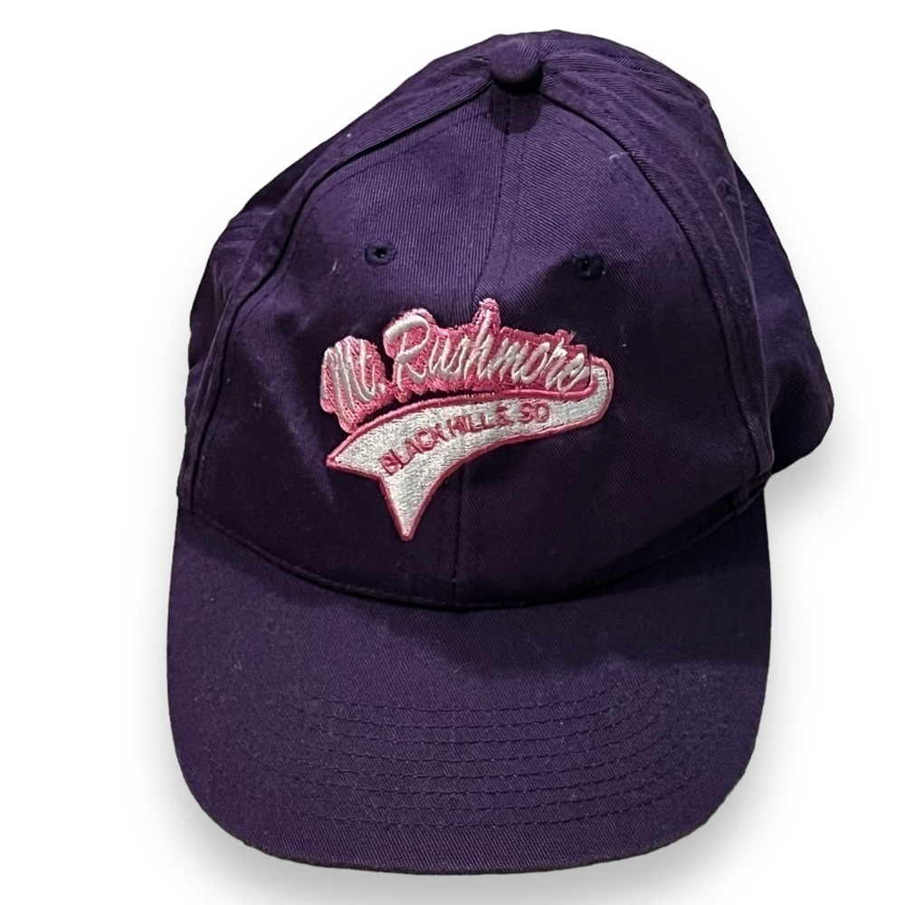 Vintage Mt Rushmore Hat Black Hills, SD Embroidery Purple Pink White USA Made
